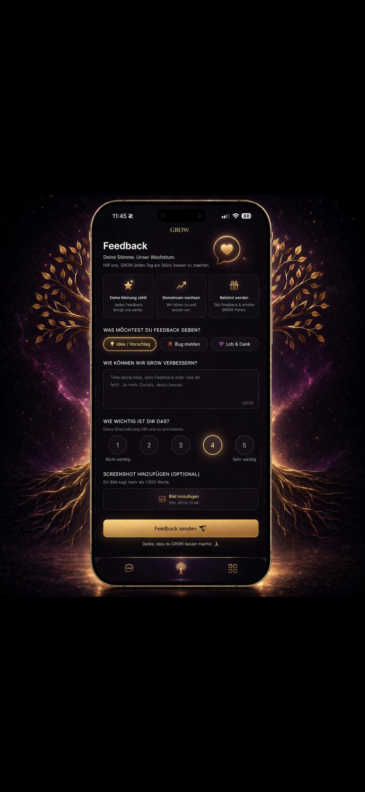 Grow Feedback Screen